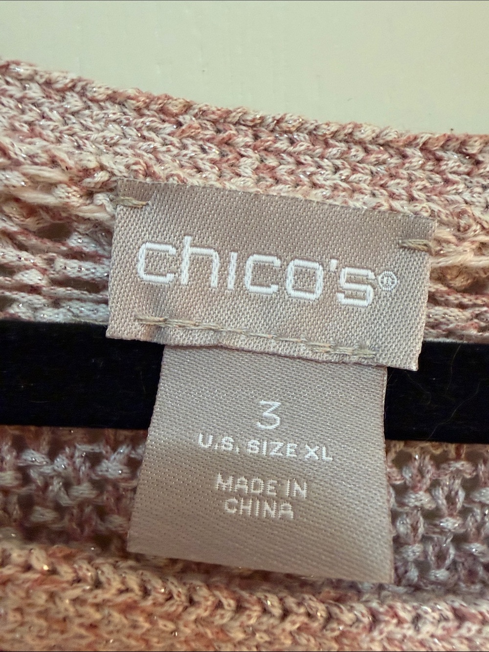 Chico's Dusty Rose Openwork Scoop-Neck Sweater - Picture 2 of 3